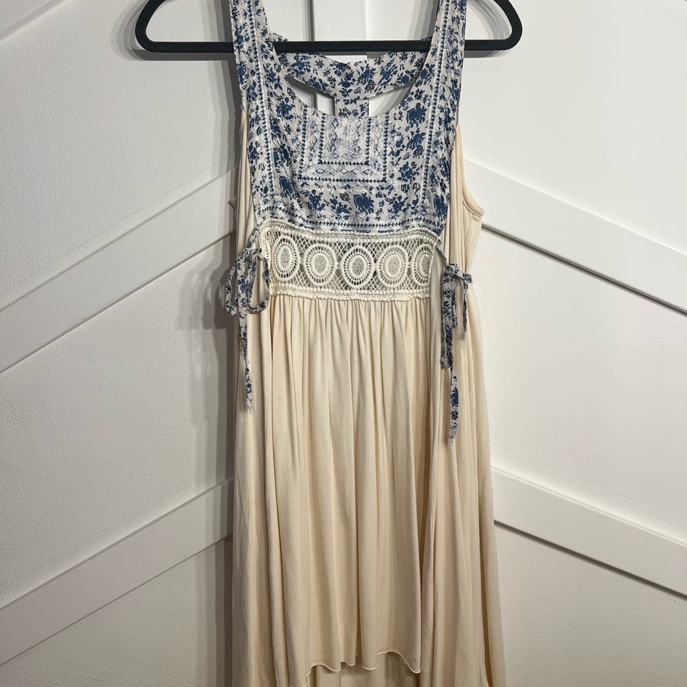 Vintage Havana Cream and Blue High Low Dress
